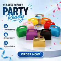 Emballage de cadeau d'anniversaire multicolore pour enfants Boîte en papier bonbon pour fête prénatale et mariage avec poignée