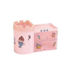 Nouvel Organisateur de Bureau Carré en Plastique Style Ins, Motif Fille Cartoon Mignon, Rangement Anti-Poussière pour Crayons - Product Image 5