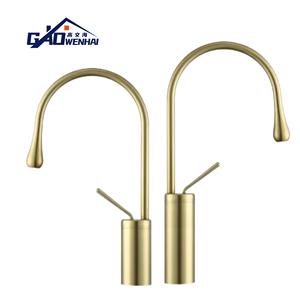 <span class=keywords><strong>Rubinetti</strong></span> per bacini in ottone con acqua calda fredda moderni in oro con Design a goccia d'acqua - Product Image 1