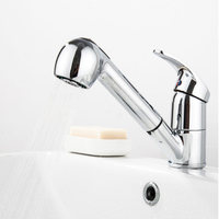 Robinet de cuisine rétractable à poignée unique en alliage de zinc chromé, eau chaude et froide, pour évier de cuisine