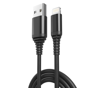 3A sạc nhanh nylon bện USB A đến L cáp để truyền dữ liệu L-480Mbps, đầu nối mạ Niken, OEM (Đen/Trắng) - Product Image 1