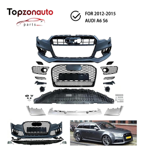 Topzonauto 2012-2015 <span class=keywords><strong>Audi</strong></span> A6 S6 Berline Nouveau Kit de Conversion de Pare-chocs Avant en Plastique Pré-Préparé, Kit Carrosserie Complet à Fixation par Vis, Grille et Lame Inférieure - Product Image 1