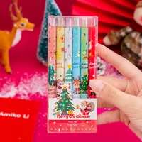 Set Van 6 Intrekbare Kerstpennen Kerstcadeau Voor Kinderen Voor Het Delen Van Punten Voor De Klas Verlossing Van De Eindejaarsprijzen Van Studenten