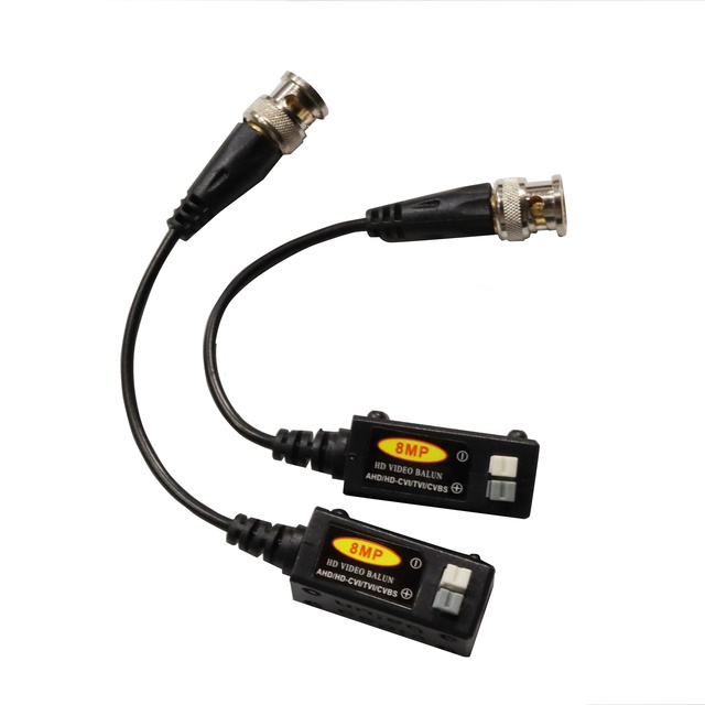 8MP Passive HD BNC Video Balun Connectors Passive AHD/TVI/CVI/CVBS Transceiver Transmitter Video Balun Cctv Accessories