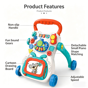 Andador de Actividades para Bebés con Volante, Música y Botones Luminosos, Andador de Aprendizaje para Sentarse y Ponerse de Pie con Volante - Product Image 4