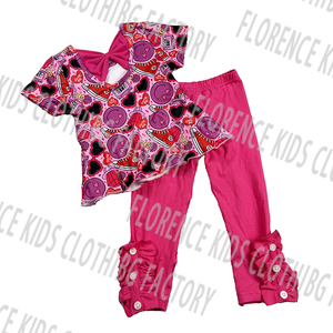 DH ODM Venta al por mayor Nuevo diseño Patrones temáticos de dibujos animados juguetones Impreso Poliéster Alta calidad Casual para niñas Conjuntos de 2 piezas - Product Image 3