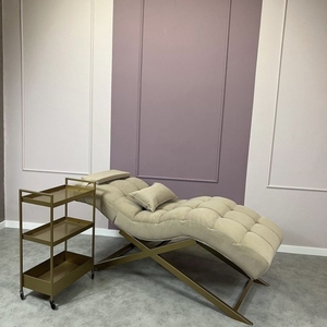 Fauteuil de salon moderne de luxe en cuir PU courbé pour extensions de cils et table de massage - Product Image 4
