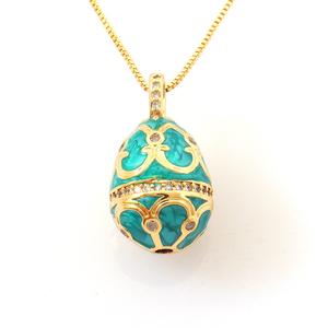 מכירות חמות 2024 18 קארט מצופה זהב שרשרת ביצה אמייל - Product Image 5