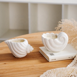 Ybh Matte Trắng ốc xà cừ nến container rỗng sang trọng gốm nến lọ biểu tượng tùy chỉnh bán buôn nến chủ tàu - Product Image 3