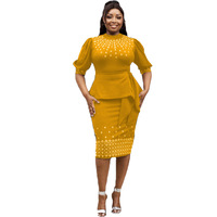 2024 robes d'été femmes robes décontractées africaines avec manches en maille robes femmes dame élégant bureau Style vêtements