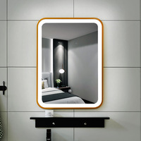 Espejo de Baño con Retroiluminación LED, Control Táctil, Antivaho, Marco Negro, Espejo de Vanidad Montado en la Pared, Venta al Por Mayor