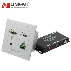 Extensor <span class=keywords><strong>HDMI</strong></span> <span class=keywords><strong>VGA</strong></span> 4K60Hz, Transmisor <span class=keywords><strong>y</strong></span> Receptor <span class=keywords><strong>de</strong></span> <span class=keywords><strong>Placa</strong></span> <span class=keywords><strong>de</strong></span> <span class=keywords><strong>Pared</strong></span>, 70m sobre Cable Cat6 con IR RS232 para Sistema AV - Product Image 1