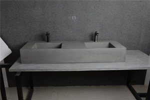 CONRAZZO Lavabo rectangulaire de luxe pour comptoir, grand lavabo <span class=keywords><strong>sans</strong></span> <span class=keywords><strong>trou</strong></span> d'air en béton et grès pour salle de bain - Product Image 3