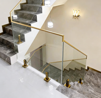 Main courante en verre en acier inoxydable 304, simple, luxe léger, clip en verre non perforé, balustrade en alliage d'aluminium personnalisée