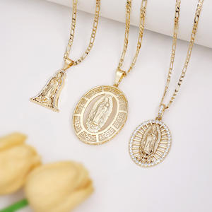 Collana personalizzata 14K placcato oro Guadalupe con ciondolo croce varietà gioielli religiosi con <span class=keywords><strong>cuore</strong></span> e catena a maglie zirconi intarsio - Product Image 6
