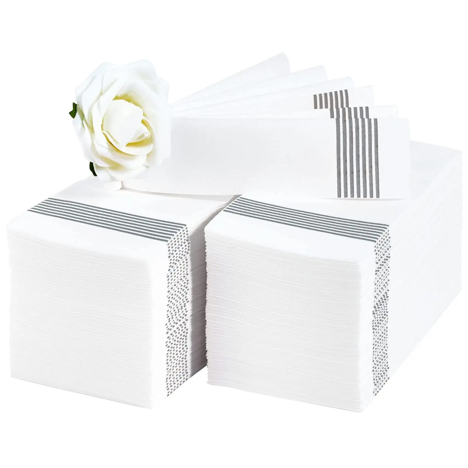 Toptan baskılı 100 adet tek kullanımlık kağıt peçeteler akşam yemeği çiçek kağıt peçete masa için