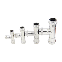 Raccord de tuyauterie en acier inoxydable à double collier trois voies DN15-DN100, connecteur en T à profil M à pression pour tuyaux à paroi mince basse pression