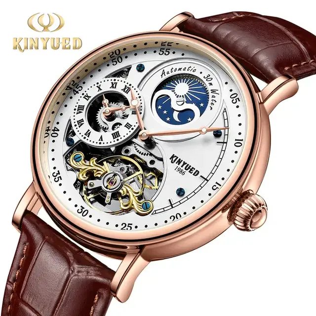 KINYUED J116 Original New Men Luxury Skeleton Tourbillon Watch for Men Automatic Mechanical Waterproof Watch Brand Watch