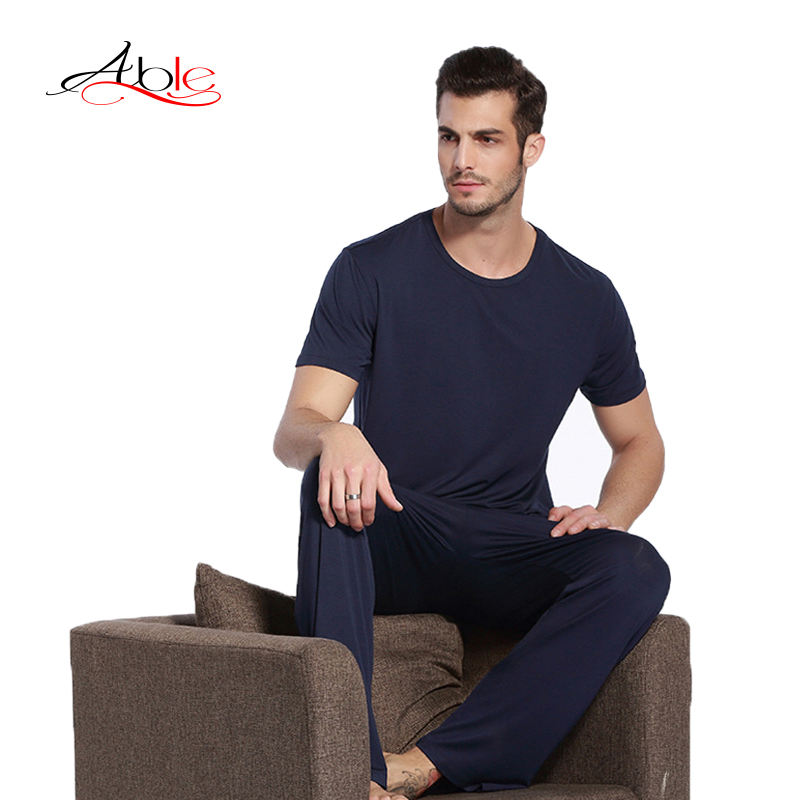 Able Daster Piyama Short Sleeve Two Piece Pijamas Algodon Skims Lounge Wear Plus Size Pajamas Men Pyjamas 100%cotton Pajamas Set 