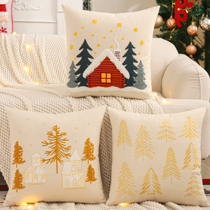 Broderie tricoté jeter taie d'oreiller décoration de noël toile arbre de noël hiver américain ferme maison hôtel canapé - Product Image 1