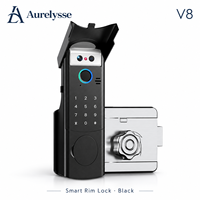 Serrure de porte intelligente Aurelysse V8 Tuya avec reconnaissance faciale, clavier à empreintes digitales et interphone vidéo pour portes extérieures