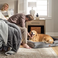 Orthopedic Memory Foam Pet Sofa, Warm Plush Soft Comfortable Cozy, Anti-Anxiety Calming Dog Bed, Durable All Seasons Square Sofa