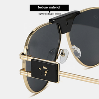 Lunettes de soleil classiques pour femmes, protection UV400, verres optiques, montures ovales en métal noir et or, lunettes de soleil de créateur pour hommes