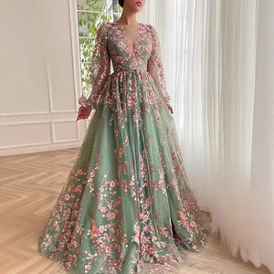 เดรสผ้าทูลคอวีลึกปักลาย S1687L <span class=keywords><strong>ชุด</strong></span><span class=keywords><strong>ราตรี</strong></span>หรูหราและหรูหราผ้าทูลฟูฟ่องสำหรับ2026 - Product Image 1