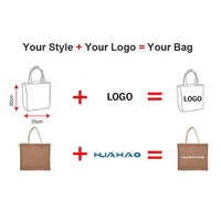Huahao sac fourre-tout en jute noir et blanc sac à provisions en jute grand sac en jute avec poignées en cuir en gros