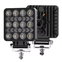 Phares carrés LED DXZ 4C-BW-37F 18W 12-24V, éclairage de travail de 4 pouces pour camion/tracteur/ATV/UTV/bateau - Garantie de 3 ans