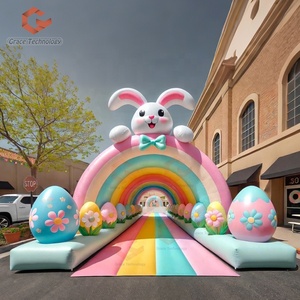Arche gonflable de Pâques personnalisée avec un lapin de Pâques de style dessin animé, arche d'entrée gonflable de Pâques pour les événements festifs - Product Image 1