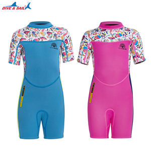 원피스 백 지퍼 키즈 웻슈트 2.5MM 다이빙 슈트 여아 네오프렌 웻슈트 반팔 보온 어린이 수영 서핑 웻슈트 - Product Image 5