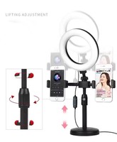 Ring Light Mini 6-Inci Laris 2026, Portabel Tahan Air, Penjepit Dudukan Ponsel Ganda untuk Siaran Langsung