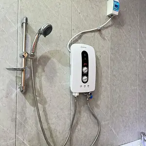 Anlabeier-calentador de agua eléctrico instantáneo para baño, ducha caliente sin tanque con pantalla led de 220V y 5500W, con interruptor de flujo de agua