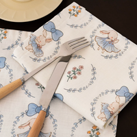 Napperons en tissu à motifs floraux et animaux mignons, réutilisables, 100 % coton, double couche, pour la maison, les cafés, les revendeurs, vente en gros