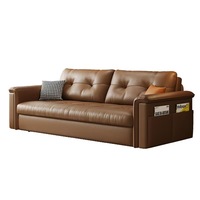 Canapé convertible traditionnel en cuir, résistant aux griffures, écologique et adapté aux animaux de compagnie, gain de place pour salon, appartement, studio