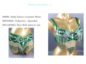 Offre Spéciale Femme perlé Danse Du Ventre Costume D'usure + ceinture 2pc ensemble Dames Danse Du Ventre Costumes de Danse Du Ventre Vêtements - Product Image 4