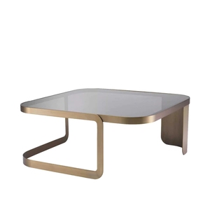 Table basse en verre au design moderne et populaire, base en acier inoxydable pour salon - Product Image 4