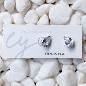 Luxe Teardrop Sterling <b>Silver</b> <b>Stud</b> Earrings - Product Image 2