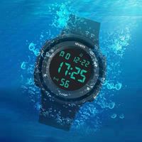 Montres numériques pour hommes Montres-bracelets à quartz en silicone noir Grand cadran Étanche Affichage électronique à led Horloge Chronomètre pour hommes