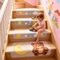 Tapis d'escalier antidérapants autocollants de luxe, lavables et silencieux, pour escaliers en bois à la maison