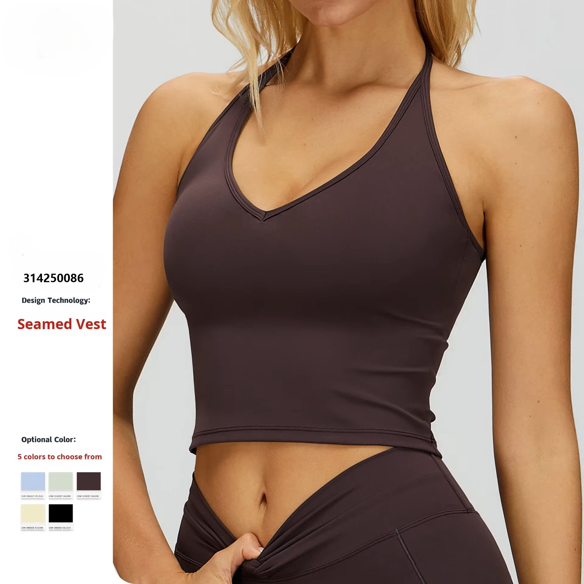 V-neck Breathable for Sports Bra with Hollow Back Skinny Fit for Women Yoga Tank Top Front Logo