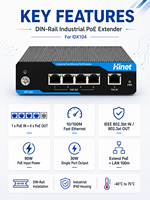 Extensor PoE Industrial de 5 Puertos 10/100M para Riel DIN IEEE802.3af/at/bt, Extensor/Repetidor Ethernet PoE de 100m