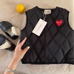 Tongxingyuan <b>Childrens</b> <b>Quilted</b> Vest Thickening Cotton Filling Cartoon Heart Design Autumn Winter Wear For Girls - Product Image 3