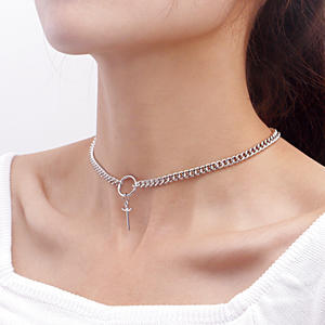 Collar de Gargantilla cruzada simple de joyería transfronteriza europea y americana para mujer diseño único que no se decolora - Product Image 2