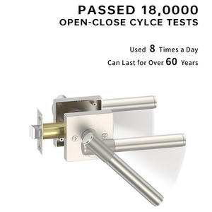 Serrure à trois barres moletée de style américain, best-seller transfrontalier, pour portes de chambre et de salle de bain - compatible avec les portes à serrure de passage - Product Image 3