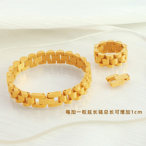 ชุดสายนาฬิกาสแตนเลส ดีไซน์เรขาคณิต เครื่องประดับแฟชั่นสำหรับทุกเพศ สร้อยข้อมือ แหวน ของตกแต่ง - Product Image 3