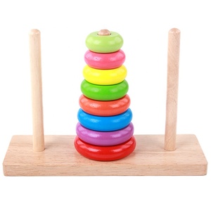 Stacking Ring Cup Stacking Blocks Wooden Toddler Toy Baby Toys Infant Toys Tower Stacking Folding Box Package Rainbow Wood