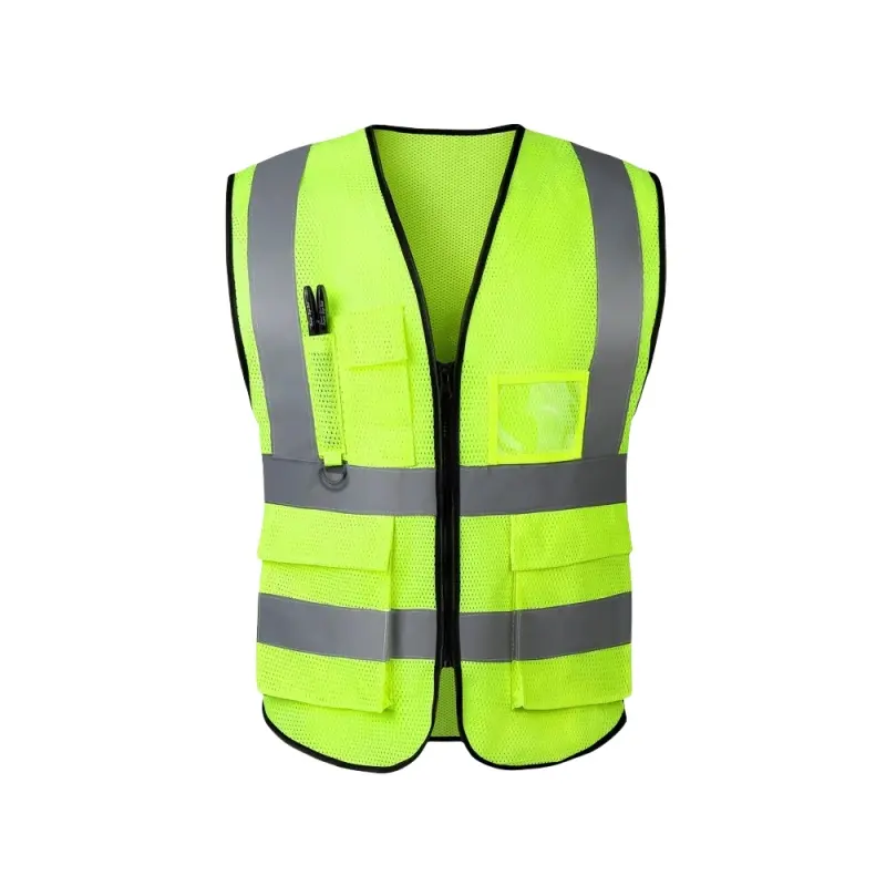 Colete de segurança reflexivo de malha respirável com vários bolsos, colete colorido de segurança para trabalho e visibilidade