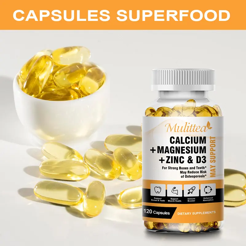 O zinco essencial do magnésio do cálcio dos nutrientes do OEM contem cápsulas da vitamina D3 Softgel para o sistema imunitário